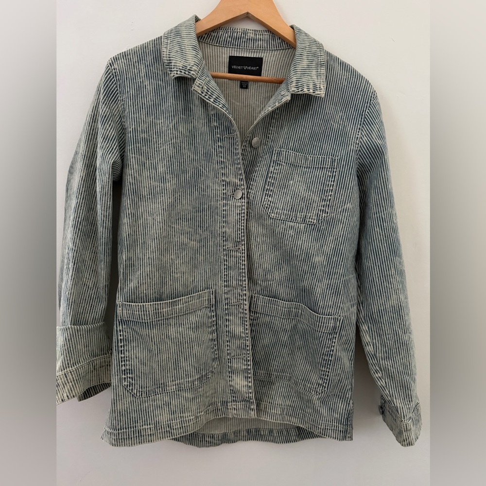 Velvet Heart Women's Striped chore coat - Blue
